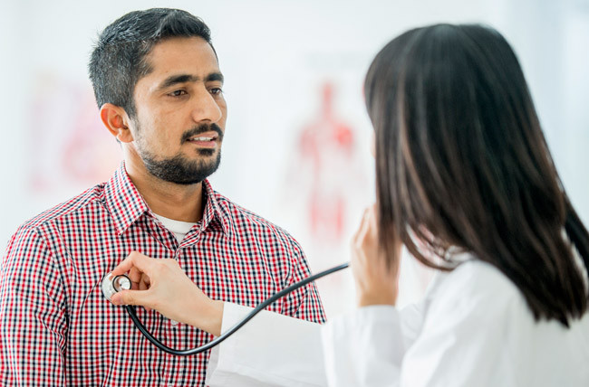 Doctor Listening To Patient Lungs Stock 538888102